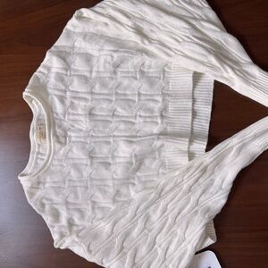Women's White Cable Knit Sweater